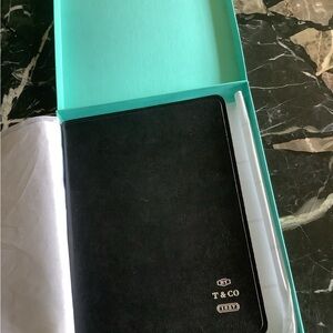 Tiffany&Co large black leather blue box journal planner book never used